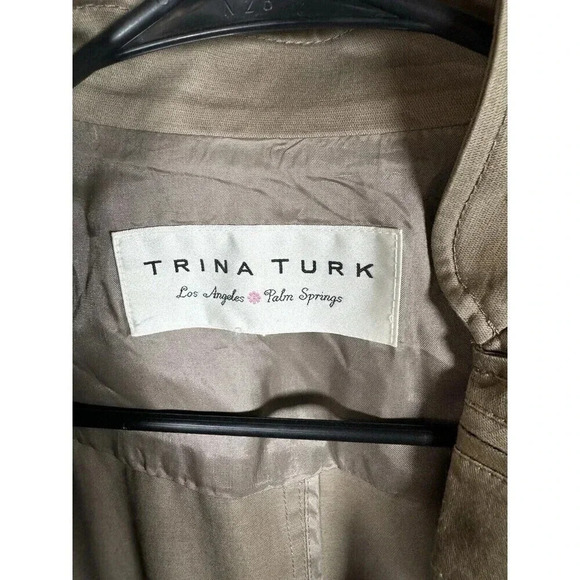 Trina Turk Size 2  Tan Beige Single Button Knit Blazer Small  Jacket NICE - Picture 2 of 7